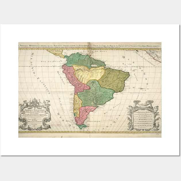 Vintage Map of South America (1691) Wall Art by Bravuramedia